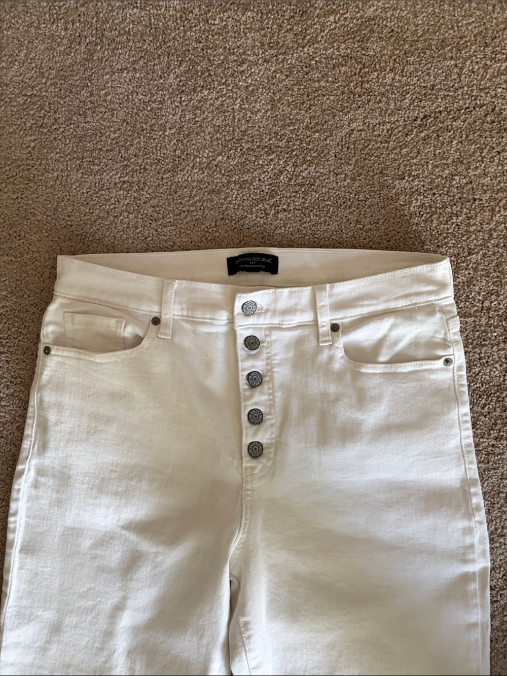 Banana Republic Women’s White Button-Fly cropped bootcut Jeans 12 inseam 26 - Picture 2 of 6